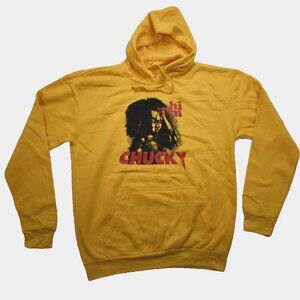Chucky Mens Hi I'm Chucky Gold Horror Movie Doll Hoodie New